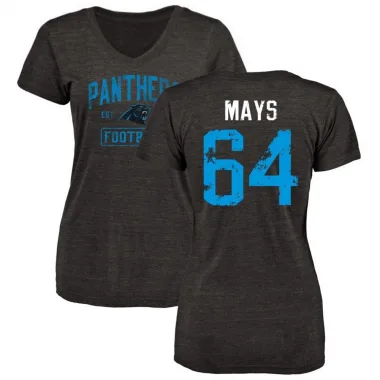 Black Women's Cade Mays Carolina Panthers Distressed V-Neck T-Shirt