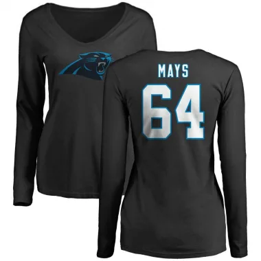 Black Women's Cade Mays Carolina Panthers Logo Slim Fit Long Sleeve T-Shirt -
